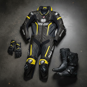 Kit de protection pour cavalier professionnel |   Combinaison en cuir pour moto sur mesure, bottes de course antidérapantes et gants de protection - Product Image 5