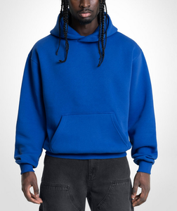 Sweat-shirts personnalisés OEM pour hommes, 380 GSM, épais, 100% coton, logo streetwear, coupe ample, à carreaux, sans doublure, avec poches kangourou, coupe carrée - Product Image 6