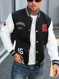 College Baseball <b>Jacket</b> for Men Two Tone Varsity Style Black Body White Sleeves Contrast Design Premium Quality Wholesale Vendor - Product Image 2
