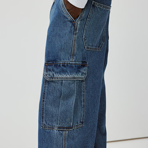 Nuevos Jeans Cargo de Mezclilla para Hombre 2026, Corte Holgado, Cintura Media, Color Azul Sólido, Algodón, Estilo Casual Otoñal, Precios al por Mayor - Product Image 3
