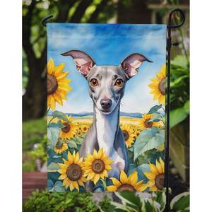 Galgo italiano girasoles jardín bandera Multicolor ilustraciones para Patio decorativo buzón Banner para camas de flores tamaño de jardín - Product Image 3