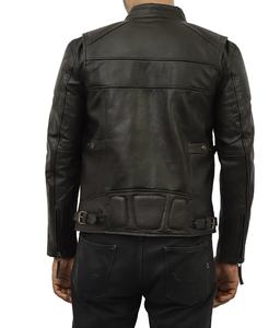 Veste en cuir véritable pour hommes, manteau de motard classique, en cuir de vache véritable, vêtements d'extérieur décontractés à la mode, Style Vintage - Product Image 2
