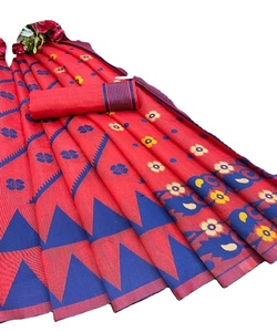 Kanchipuram Banarasi Silk Cotton <b>Saree</b> Party Wear Indian Wedding Latest Designer Free Size Multi Color Ladies Blouse - Product Image 1