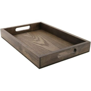 Nueva Bandeja Rectangular de Madera de Fresno con Asas Recortadas - Servidor de Comida Rústico Moderno para Desayunos en la Cama o Mesa de Centro - Product Image 1