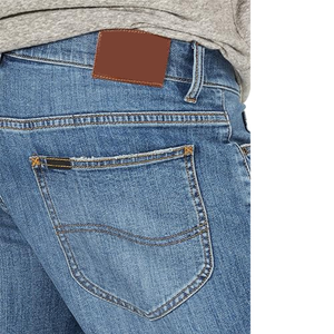 Shorts en jean pour homme bleu moyen à revers pliés, tissu souple, coupe ajustée, coutures impeccables, shorts en jean premium pour homme - Product Image 5