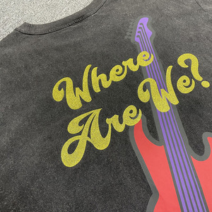 เสื้อยืดโอเวอร์ไซส์ลายกราฟิกพิมพ์ลายแบบแอซิดวอช ประดับด้วยคริสตัล สไตล์สตรีทแวร์สำหรับฤดูร้อน - Product Image 3