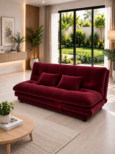 Sofá Cama Moderno Smile 3 en 1 Color Granate, Sofá Cama Convertible Tapizado con Mechones, Mueble de Salón para Sala de Estar, Dormitorio, Hotel, Villa - Product Image 6