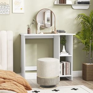 Small <b>Computer</b> <b>Desk</b> with Adjustable Shelf and Storage Features - Product Image 6