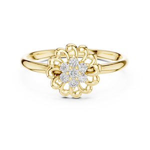 Anillo minimalista de oro macizo de 14k con diamante talla redonda Sunflower para mujer, ideal para regalo, compromiso o aniversario. - Product Image 1