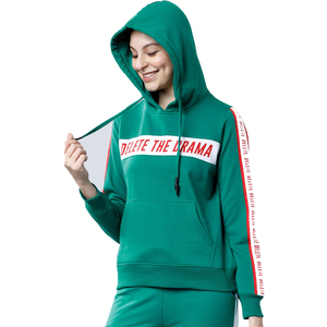 เสื้อสเวตเชิ้ตมีฮู้ดสีเขียวสำหรับผู้หญิงพร้อมพิมพ์ลายตัวอักษรด้านหน้าและกระเป๋าทรงปกติสำหรับใส่ลำลองในฤดูใบไม้ร่วง - Product Image 3