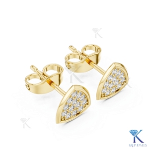 Lab Grown Diamond Geometric Shield <b>Stud</b> Earrings Pave Cluster 14K 18K Solid Gold Fine Women Jewelry Bridal Anniversary Gift - Product Image 5