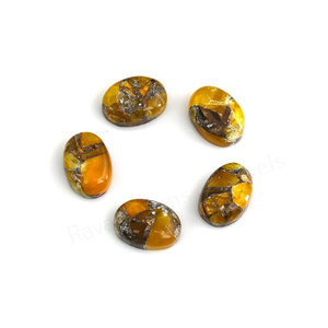 Cabujón de Citrino Natural de Mohave con Cobre, Ovalado de 10x14mm, de Fondo Plano, Pulido Brillante y Liso, Piedra Preciosa Suelta para Fabricación de Joyas y Colgantes - Product Image 2