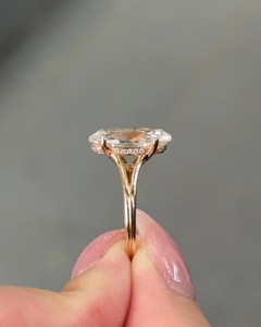 Bague Chevalière Authentique Moval en Diamant Taillé 3.01Ct Certifié IGI, Or Massif 14K, Cadeau de Mariage ou de Fête pour Demoiselle d'Honneur - Product Image 3