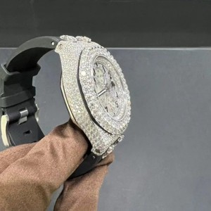 Montre chronographe à quartz avec strass, cadran octogonal de 45 mm, bracelet en caoutchouc, style luxueux pour homme - Product Image 3