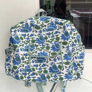 Quilted Cotton Backpack Floral Design Girl's <b>School</b> and Travel Backpack Handmade <b>Toddler</b> Picnic <b>Bag</b> for Gifts Christmas Gift - Product Image 3