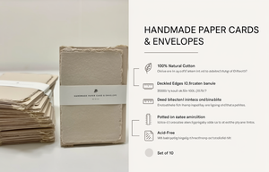 Ensemble de papeterie florale rustique en papier de coton fait main, avec enveloppes et bords festonnés, pour invitations de mariage écologiques - Product Image 6