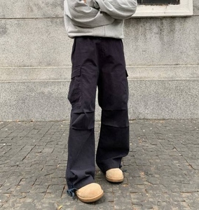 Pantalon cargo évasé décontracté vintage 2025 pour homme, avec fermeture éclair, démontable, à boutons, en laine peignée, service OEM - Product Image 2