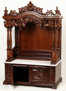 Traditional Carved Hindu Pooja <b>Mandir</b> with Doors Hand Carved Teak Wood Home Temple Designer Wooden <b>Mandir</b> With Jali Work Doors - Product Image 4