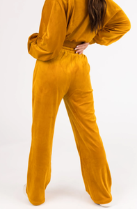Ensemble de survêtement en velours pour femme, automne-hiver, manches longues, pantalon de survêtement jaune avec fermeture éclair, jogging en velours pour femme, vente en gros - Product Image 4