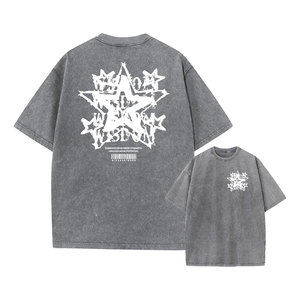 T-shirts pour hommes en coton à manches courtes, délavés, imprimés streetwear, style Hip Hop, Rétro, Punk, Harajuku, délavés à l'acide, décontractés, urbains - Product Image 1