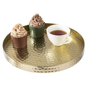 Stylish Modern Leaf Gold Stainless Steel Oval Serving <b>Tray</b> <b>Mirror</b> Finish Lightweight Snack Dessert Display Storage Organizer - Product Image 3