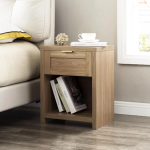 Modern Round Wooden Nightstand with Double Drawer, Curved Bedside Table Solid Wood Storage Cabinet for Bedroom Furniture - Product Image 6