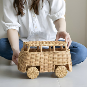 Juguete de Autobús de Ratán de Diseño Innovador para Niños, Venta al por Mayor, Mini Vehículo para Muñecas, Juguetes Ecológicos para Niños - Product Image 5