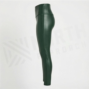 Leggings en similicuir de haute qualité, couleur personnalisable, coupe ajustée, vêtements de sport pour femmes - Product Image 3