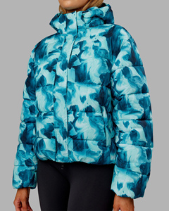 Veste d'hiver matelassée imprimée haut de gamme pour femme, coupe décontractée, coupe-vent avec fermeture éclair et poches latérales - Product Image 1