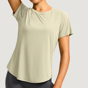 Hot Sale Womens Workout T Shirt Durable Double Stitch Soft Fabric Breathable Fitness <b>Top</b> Wholesale OEM - Product Image 3