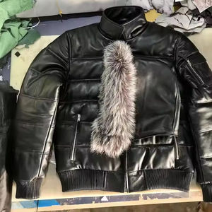 Chaqueta de Cuero de Oveja Genuina de Alta Calidad para Hombre, Estilo Bomber, Talla Grande, con Cierre, Ecológica, Vintage, para Invierno, Marca Glory Custom - Product Image 3