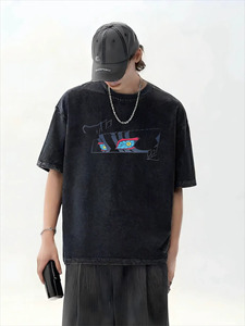 T-shirts pour hommes personnalisés, en coton 100% tricoté, délavé à l'acide, coupe ample, grande taille, avec logo imprimé en sérigraphie, respectueux de l'environnement - Product Image 3