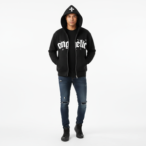 Sweat-shirt à capuche zippé pour homme, logo personnalisé imprimé sur le devant, coton, coupe ample, style streetwear décontracté, veste à capuche - Product Image 6