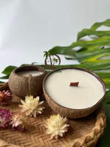 Vela Aromática de Cáscara de Coco - Tamaño 100 Gramos - Aroma a Coco - Product Image 3