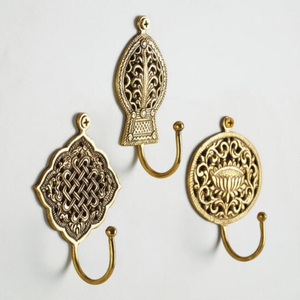 Antique Metal Wall <b>Hook</b> Single Coat <b>Hook</b> with Floral Pattern Rust Resistant for Home Bathroom Clothing Storage Installation - Product Image 1
