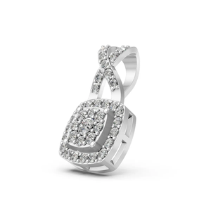 Lab Grown Diamond Halo Pendant 0.49 Carat Round Brilliant Cut Cluster <b>Necklace</b> IGI Certified 10K Gold Wedding Gift Women - Product Image 3