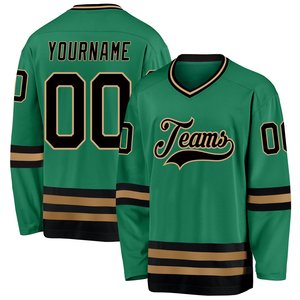 Jersey de Hockey sobre Hielo Sublimado Verde y Dorado de Primera Calidad, Poliéster y Algodón, Ropa Deportiva de Alta Durabilidad, Superventas - Product Image 1