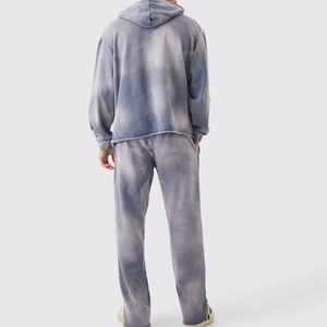 Men’s Vintage Washed <b>Tie</b> Dye Tracksuit – Oversized Hoodie & Wide Leg Sweatpants Casual Streetwear 2 Piece Set - Product Image 4