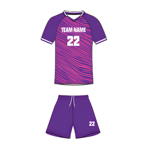 Maillot de football rayé violet pour homme 22, respirant, en polyester, col en V, manches courtes, coupe athlétique, avec impression du nom de l'équipe sur le devant - Product Image 2