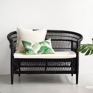 Sofá de Mimbre Negro de Diseño para Sala de Estar, Sofá Seccional de Ratán Hecho a Mano, Sofás, Sillones - Product Image 2