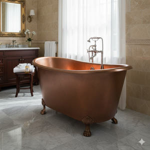 Baignoire rectangulaire en cuivre faite à la main, de luxe, autoportante, finition antique, écologique, durable, style moderne et élégant, marque privée - Product Image 2