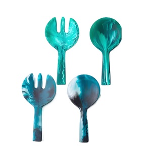 Juego de servidores de ensalada hechos a mano 100% de resina para uso doméstico y hotelero, incluye cuchara para helado, para servir ensalada, ligeros. - Product Image 1
