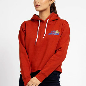 Sudadera con capucha corta deportiva personalizada para mujer, sudadera con capucha corta de forro polar lisa para gimnasio, venta al por mayor - Product Image 5