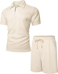 Men Summer <b>Knitted</b> Embroidered 100% Cotton Quick Dry Short Sleeve Custom Logo Joggers Suits <b>Set</b> Shirt and Short <b>Set</b> - Product Image 1