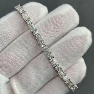 RAMDUT IMPEX Silver/Rose Gold Plated Moissanite Tennis Bracelet Pear Cut Channel Setting Geometric Design Trendy Unisex Everyday - Product Image 3