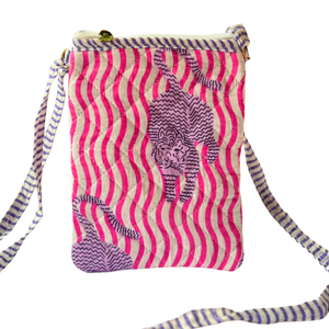 Sac bandoulière matelassé en coton pur, imprimé tigre de Jaipur fait main, avec fermeture éclair et sangle réglable, idéal pour les voyages et comme cadeau - Product Image 1