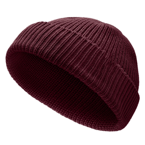 Bonnets unisexes décontractés de haute qualité, couleur bordeaux unie, épais, côtelés, élégants, classiques, extensibles, de bonne qualité, nouvelle arrivée - Product Image 1