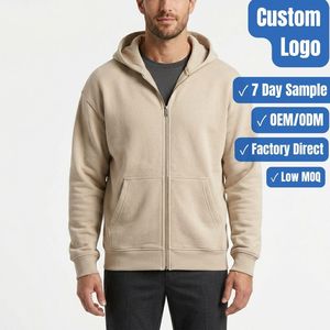 Custom Men's <b>Hooded</b> Sweat Jacket Full <b>Zip</b> OEM ODM Private Label Clothing Manufacturer - Product Image 1