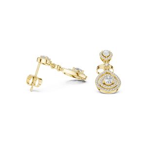 Pendientes de Diamantes Cultivados en Laboratorio, Redondos y en Forma de Pera, de Oro Blanco de 14K, para Mujer |   Diamante Cultivado Nuevo - Product Image 6