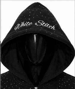 Sudadera con Capucha Negra para Hombre, Marca White Stitch, con Cierre, Diseño de Puntos, Corte Regular, Tejido de Poliéster, para Otoño - Product Image 3